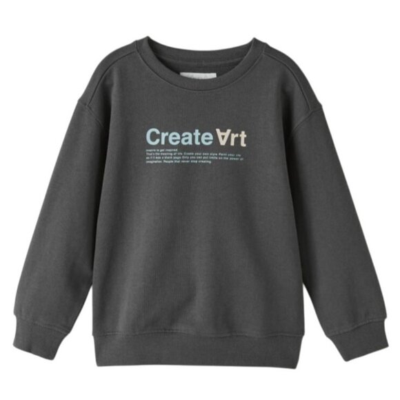 Zara Kids Unisex "Create Art" Graphic Sweatshirt Printed Charcoal Grey Size 10 - Picture 1 of 8